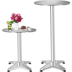 TecTake® Tavolo da Bistrot, Alluminio Pieghevole, Altezza Regolabile 74/114 cm, Piano in Acciaio Inox Ø 60cm, Resistente agli Agenti Atmosferici, Perfetto per Esterni ed Interni - Frederic