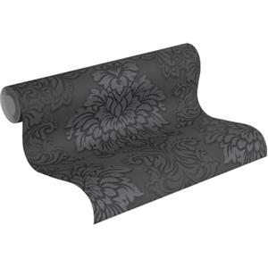 A.S. Création Livingwalls Carta da parati in tessuto non tessuto - Carta parati Barocca in Nero, Argento e Grigio - Carta parati per diverse stanze - Carta da parete 10,05 m x 0,53 m