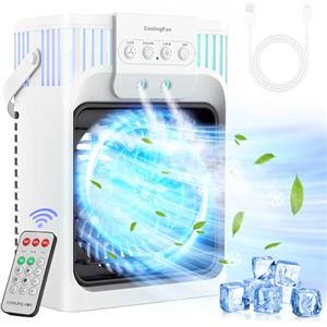XTTANK 1200ml Condizionatore Portatile con Telecomando, 5 in 1 Raffreddatore d'aria, 3 Velocità, 3 Modalità di Nebulizzazione, Luce a 7 Colori, Timer 2-8 Ore, Mini Climatizzatore per Casa/Ufficio