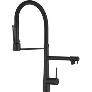TIMACO Grande rubinetto da cucina con molla a spirale, 22,36 cm, girevole a 360° con due beccucci, rubinetto da cucina & spuntini manuali ad alta pressione, nero