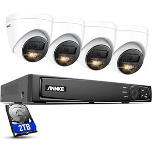 ANNKE H800 4K Sistema di telecamere di sicurezza PoE, NVR PoE 8CH 4K con HDD da 2TB + telecamere IP PoE 4PCS, supporta la registrazione audio, codifica H.265 +,IP67 impermeabile, scheda TF da 256 GB