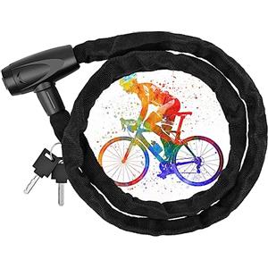 Husgw 120CM Lucchetto Bici Catena, Bicicletta Antifurto Catena di Blocco Catena per Bici,Alta Qualità Antifurto Moto, Catena per Varie Biciclette, Motocicli. (black)