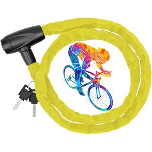 Husgw 120CM Lucchetto Bici Catena, Bicicletta Antifurto Catena di Blocco Catena per Bici,Alta Qualità Antifurto Moto, Catena per Varie Biciclette, Motocicli. (yellow)