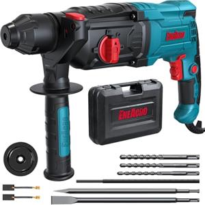 ENEACRO Martello Perforatore SDS-Plus, 6 Velocità Variabili con 4 Funzioni, Frizione di Sicurezza, Capacità di Foratura di 26 mm nel Calcestruzzo - Include 3 Punte, 2 Scalpelli e Cassette