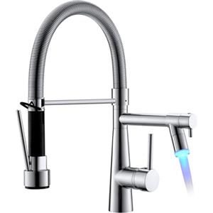TIMACO - Rubinetto per lavello da cucina con blocco e doccetta estensibile, orientabile a 360°, ad estrazione pull-down, cromato