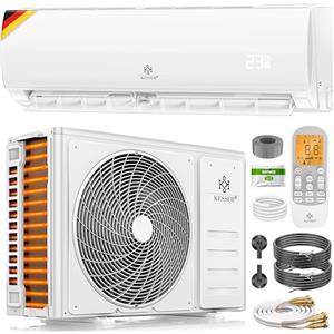 KESSER® Split Climatizzatore Set Quick Connect 9000 BTU 2,6 kW - Wi-Fi & App Condizionatore d'aria con funzione di riscaldamento e modalità di raffreddamento, condizionatore da parete, con condotto in