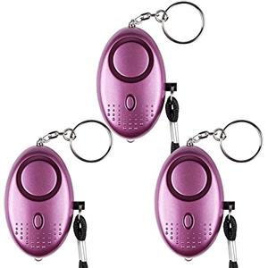 Qoosea Emergenza Allarme personale [confezione da 3] Qoosea Scream Safesound Allarme 140dB LED Torcia elettrica per bambini/donne/Anziani/Studente Protezione autodifesa protetta (Viola)