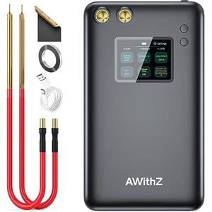 AWithZ Saldatrice a Punti, AWithZ 7500mAh Saldatore a punti per Batteria con schermo LCD 90 ingranaggi per Realizzare pacchi batteria 18650 (Nero)