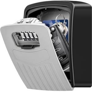 BTNEEU Cassetta Sicurezza Chiavi, BTNEEU Cassaforte per Chiavi Grande, Cassaforte Chiave Combinazione, Key Lock Box Custodia 4 Cifre e Lucchetto per Esterno Casa Garage Ufficio Palestra (argento)