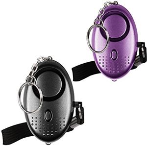 Qoosea Emergenza Allarme personale [confezione da 2] Qoosea Scream Safesound Allarme 140dB LED Torcia elettrica per bambini/donne/Anziani/Studente Protezione autodifesa protetta (Nero + Viola)