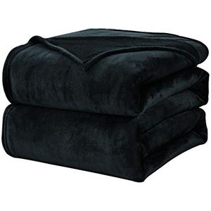 WAVVE Coperta Plaid Divano Pile di Flanella 260gsm - 130x150 cm, Nero - Coperta Letto Singolo 150x130, Copridivano Caldo e Morbido