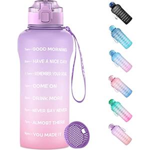 WEMEET Borraccia Sportiva 2 Litro con Filtro [Tritan Senza-BPA], 2000ml Borraccia Sportiva con Marcatori di Tempo, Bottiglia Acqua per Palestra, Campeggio, Yoga, Picnic Viola Pink