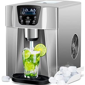 KESSER® Macchina per cubetti di ghiaccio | Macchina per cubetti di ghiaccio in acciaio inox | 100 W | 12 kg 24 h | 2 dimensioni cubi | Preparazione in 6 min | Serbatoio acqua da 2 litri | Timer |