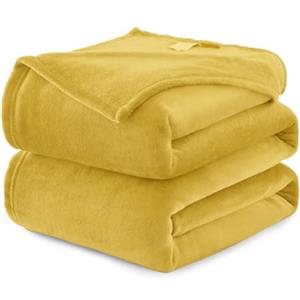 WAVVE Coperta Plaid Divano Pile di Flanella 260gsm - 130x150 cm, Giallo - Coperta Letto Singolo 150x130, Copridivano Caldo e Morbido