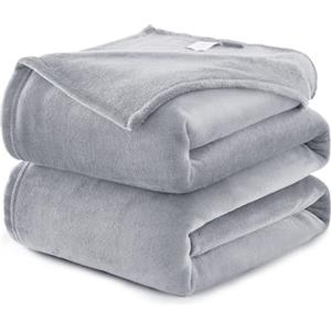 WAVVE Coperta Plaid Divano Pile di Flanella 260gsm - 130x150 cm, Grigio Chiaro - Coperta Letto Singolo 150x130, Copridivano Caldo e Morbido