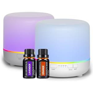 maiborna Diffusori di aromi, 200 ml, diffusore di olio essenziale colorato con modalità nebbia regolabile, diffusore di aromi per camera da letto/ufficio/viaggio (White-2Z-JY02)