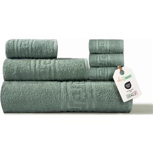 nice homeit Set Asciugamano Bianco in 100% Cotone- Set di Asciugamani per Bagno-Morbidi ed Altamente Assorbenti- Made in Italia-Verde