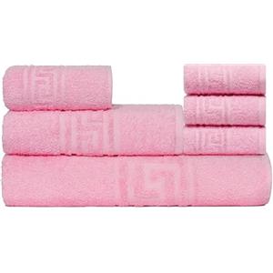 nice homeit Set Asciugamano Bianco in 100% Cotone- Set di Asciugamani per Bagno-Morbidi ed Altamente Assorbenti- Made in Italia-Rosa