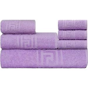 nice homeit Set Asciugamano Bianco in 100% Cotone- Set di Asciugamani per Bagno-Morbidi ed Altamente Assorbenti- Made in Italia-Viola