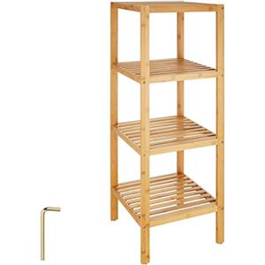 TecTake Scaffale in Legno espositore libreria Bamboo Bagno dispensa Ufficio - Modelli Differenti - (4 Ripiani | 33x33x97cm | No. 401647)