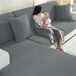 YSTELLAA Copriseduta Divano Elasticizzato, Copri Seduta Divano Antiscivolo, Universale Copridivano Cuscini Separati, Sofa Seat Cover Lavabili(2 Posti, Grigio Chiaro)