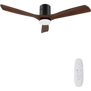 AUTODAY ventilatore da soffitto in legno con luce LED dimmerabile 24W Motore DC silenzioso 132 cm ventilatore da soffitto in legno con luce telecomando con funzione di memoria 6 velocità 1/3/6H timer