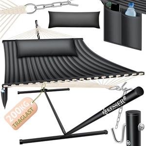 KESSER® Amaca con telaio e cuscino, Amaca doppia per 2 Persone, Portata 200 kg, Interno ed esterno, XXL, Sedia sospesa, Giardino, Piscina, Balcone, Terrazza - Antracite