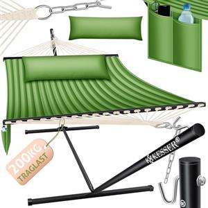 KESSER® Amaca con telaio e cuscino, Amaca doppia per 2 Persone, Portata 200 kg, Interno ed esterno, XXL, Sedia sospesa, Giardino, Piscina, Balcone, Terrazza - Khaki