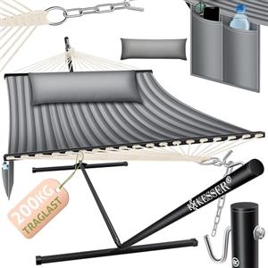 KESSER® Amaca con telaio e cuscino, Amaca doppia per 2 Persone, Portata 200 kg, Interno ed esterno, XXL, Sedia sospesa, Giardino, Piscina, Balcone, Terrazza - Grigio
