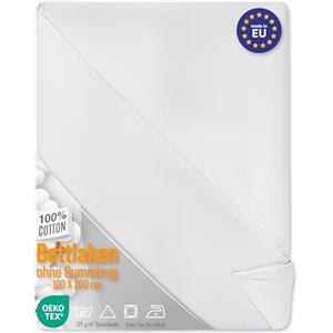 Amazinggirl Lenzuola da letto singolo matrimoniale una piazza e mezza o maxi 100x200 cm completo di 2 - Lenzuolo cotone bed sheets con certificato oeko tex 100 x 200 cm bianco