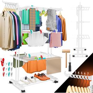 KESSER® Torre stendibiancheria con Ruote, Stendino salvaspazio per Interno ed Esterno, 4 Livelli, 2 Ali Laterali girevoli, 6 Piani Pieghevoli, stendino da Pavimento, stendino Pieghevole