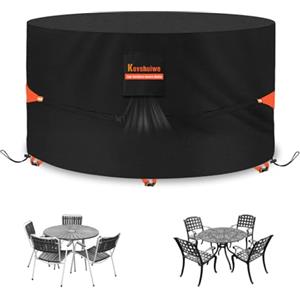 Kovshuiwe Ø128x71cm Telo Copritavolo Tavolo da Esterno Rotondo,Copertura per Tavolo Rotonda da Terrazza Impermeabile,420D Oxford Tessuto Tavolo Giardino Tondo,Copertura Tavolo Esterno Rotondo