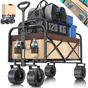 KESSER® Carrello Pieghevole con Pneumatici Larghi Carrello a Mano Carretto da Trasporto Carrello Porta-Attrezzi | incl. 2 Tasche a Rete | Pieghevole | Ruote in Gomma Piena