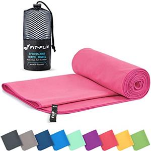 Fit-Flip Asciugamano microfibra - asciugamano palestra compatto e ultraleggero - asciugamani microfibra - il perfetto telo mare microfibra grande - per viaggio e sport (60x120cm rosa)