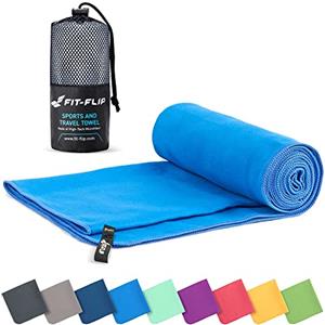Fit-Flip Asciugamano microfibra - asciugamano palestra compatto e ultraleggero - asciugamani microfibra - il perfetto telo mare microfibra grande - per viaggio e sport (70x140cm blu)