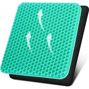 Deyikeji, Cuscino per seduta in gel, per sedia da ufficio, comodo e traspirante, adatto per auto, ufficio, casa, sedia a rotelle, con fodera lavabile, per stare comodi e freschi (Verde)