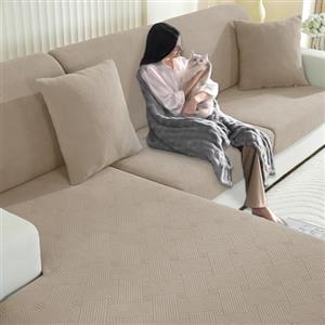 YSTELLAA Copriseduta Divano Elasticizzato, Copri Seduta Divano Antiscivolo, Universale Copridivano Cuscini Separati, Sofa Seat Cover Lavabili(1 Posto, Cachi)