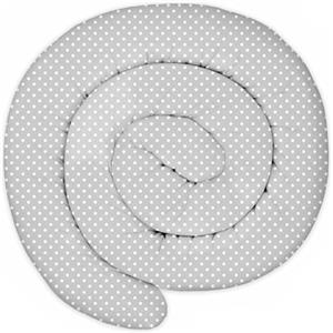 Totsy Baby Cuscino XXL a Forma di Serpente per Letto, Cuscino da Allattamento, Cuscino Decorativo, Protezione per Il Bordo del Letto, paracolpi XL Fatto a Mano Punti Bianchi su Grigio 300 cm
