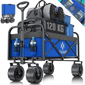 KESSER® Carrello Pieghevole con Pneumatici Larghi Carrello a Mano Carretto da Trasporto Carrello Porta-Attrezzi | incl. 2 Tasche a Rete | Pieghevole | Ruote in Gomma Piena