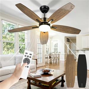 Airwit 106cm Ventilatore da Soffitto con Luce Doppia Faccia Pale, Silenzioso Ventilatore Soffitto con Telecomando e Reversibile DC Motore, Lampada Ventilatore Soffitto per Camera da Letto, Soggiorno