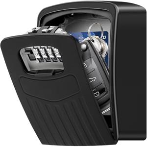BTNEEU Cassetta Sicurezza Chiavi, BTNEEU Cassaforte per Chiavi Grande, Cassaforte Chiave Combinazione, Key Lock Box Custodia 4 Cifre e Lucchetto per Esterno Casa Garage Ufficio Palestra (nero)