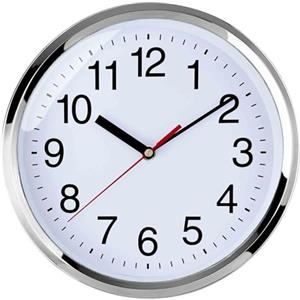 Plumeet 25cm Orologio da Muro, Silenzioso con Numero Grandi E Graziosi e Movimento Digitale Senza Ticchettio, Orologi da Parete Design Moderno Ottimo per la Camera da Letto e la Cucina (Cromo)