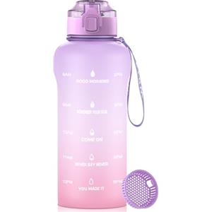 WEMEET Borraccia da 750 ml, con tappo di chiusura e filtro, senza BPA, in Tritan da 25 oz con indicazione del tempo, a prova di perdite, per palestra, escursioni, bambini, lavoro (rosa viola)
