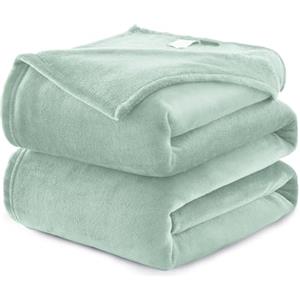 WAVVE Coperta Plaid Divano Pile di Flanella 260gsm - 130x150 cm, Verde Chiaro - Coperta Letto Singolo 150x130, Copridivano Caldo e Morbido