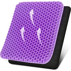 Deyikeji, Cuscino per seduta in gel, per sedia da ufficio, comodo e traspirante, adatto per auto, ufficio, casa, sedia a rotelle, con fodera lavabile, per stare comodi e freschi (Viola)