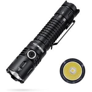 Wurkkos TD04 Torcia tattica a ricaricabile da 5000mAh, 3000 lumen,led con interruttore tattico nero, torce led alta potenza IPX8,potente professionale torcia ricaricabile potente