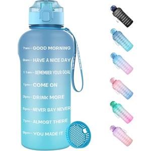 WEMEET - Borraccia da 1,5 litri, a prova di perdite, adatta per lo sport, senza BPA, con filtro e indicatore del tempo, per ciclismo e fitness, blu