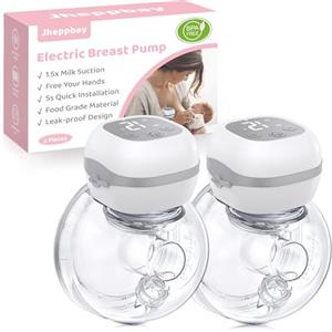 Jheppbay Tiralatte Elettrico Indossabile Portatile - Jheppbay Leggero Tira Latte Neonati Elettrico con Display LCD, Senza BPA, Funzione Memori, 12 Livelli e 3 Modalità, con Flange da 21/24 mm, 2 Pezzo