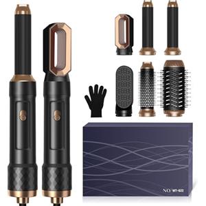 UMIGA [6 in 1] Air Styler,Multifunzione Spazzola Asciugacapelli Set con Spazzola Lisciante per Capelli, Ferro Arricciacapelli ad aria Calda, Spazzola Phon, Arricciatura Raddrizzamento, Regalo per Donna,Nero