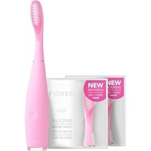 FOREO Total Oral Care ISSA - Set di 3 spazzolini in silicone ultra igienici 4 in 1 + 2 testine ISSA Hybrid Wave, denti bianchi, cavità orale pulita, spazzolino morbido, rosa perlato
